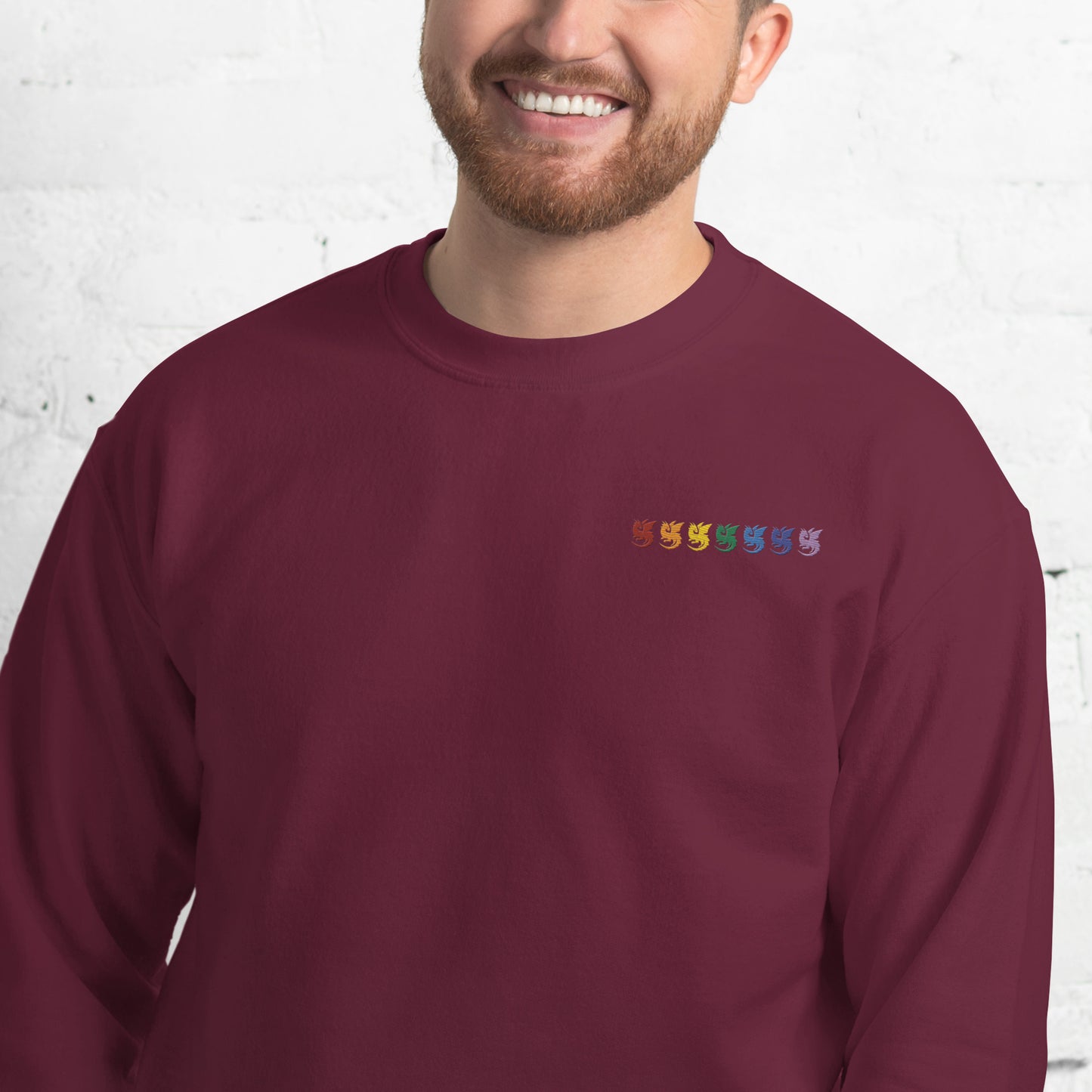 Rainbow Dragons Embroidered Unisex Sweatshirt