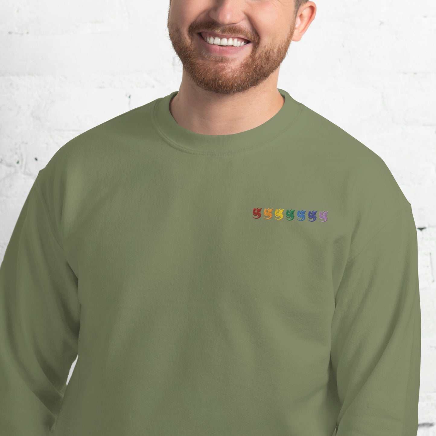 Rainbow Dragons Embroidered Unisex Sweatshirt