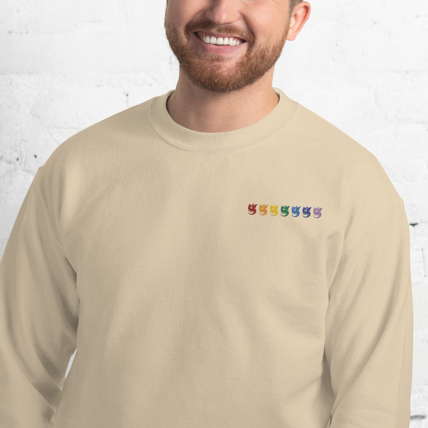 Rainbow Dragons Embroidered Unisex Sweatshirt