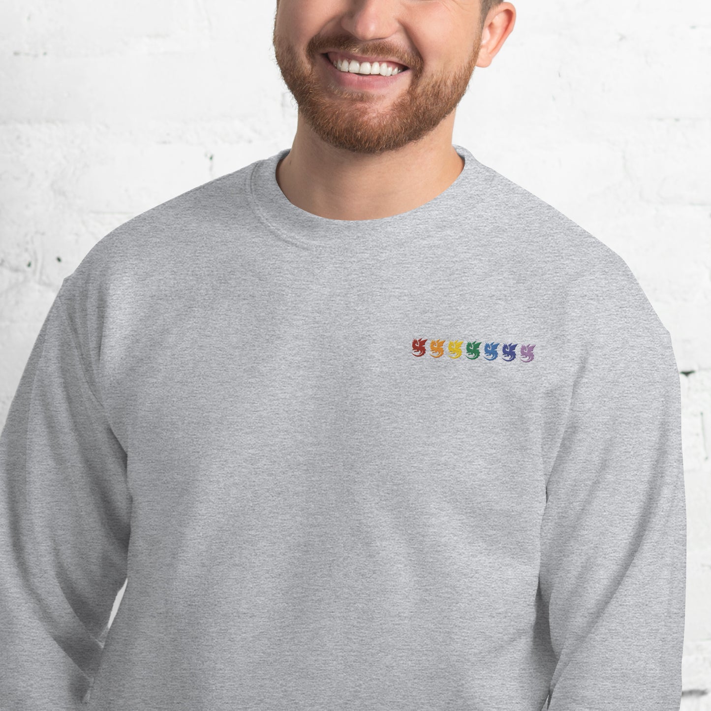 Rainbow Dragons Embroidered Unisex Sweatshirt