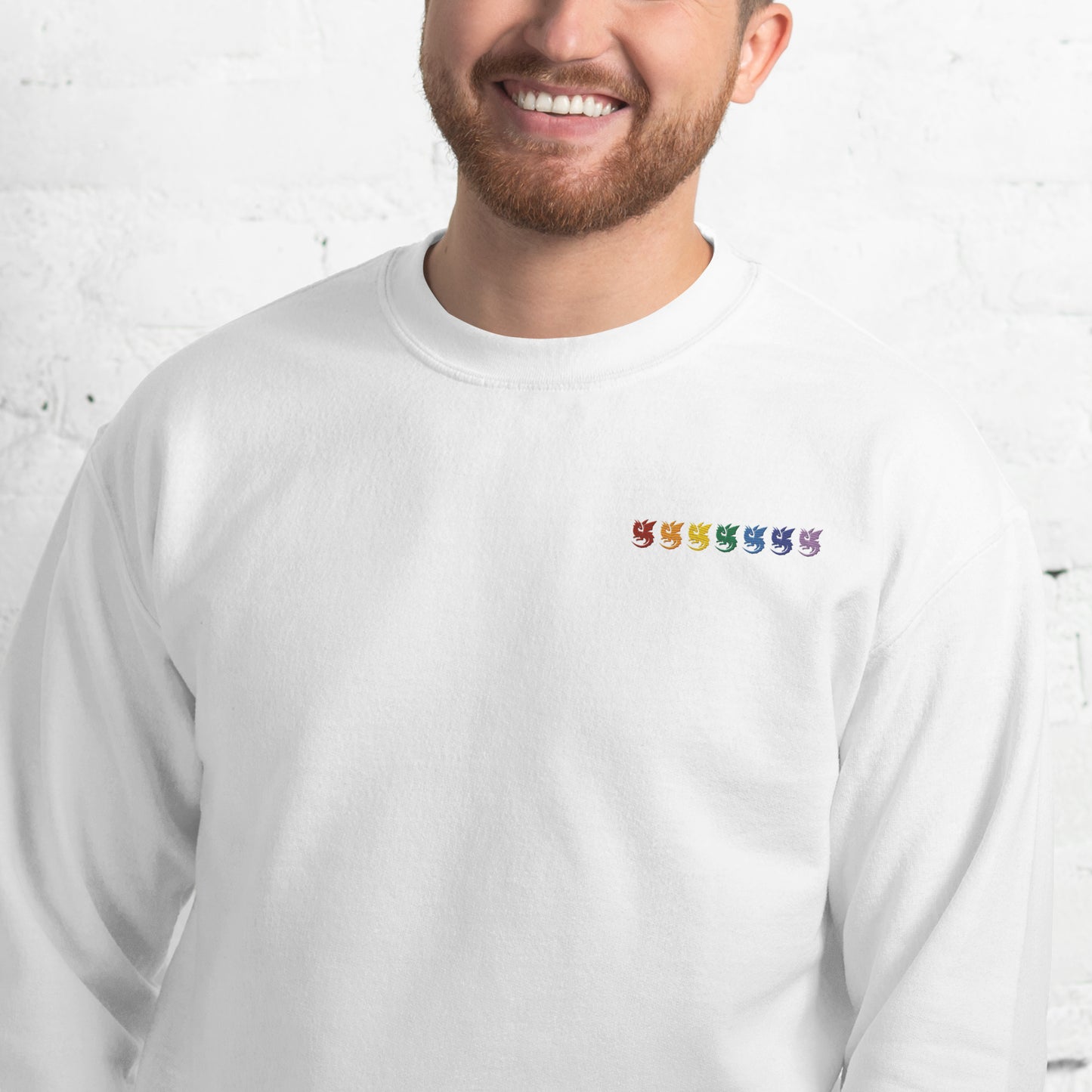 Rainbow Dragons Embroidered Unisex Sweatshirt